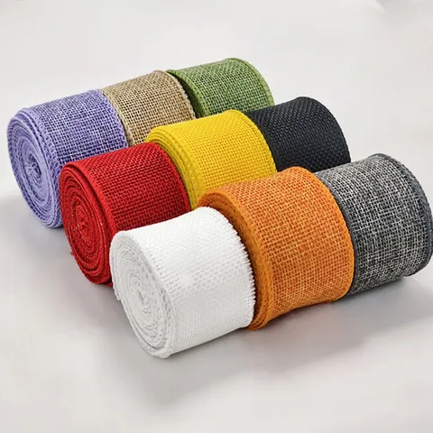 Wired Faux Linen Ribbon Colorful Burlap Ribbon Roll For DIY Crafts Handmade Christmas Decoration Gift Wrapping Floral Arrangements