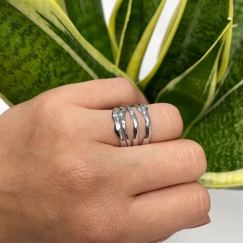 Minimalistische Legering Ring Met Onregelmatige Lijnen Geometrische Golfring Meerlaagse Ring Individuele Punk Stijl Sieraden