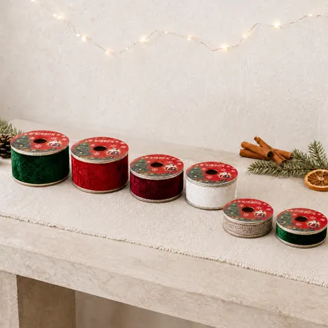 Velvet Christmas Ribbon With Gold Wire Edge For Christmas Tree Decor Gift Wrapping DIY Crafts Winter Holiday Party Velvet Trim