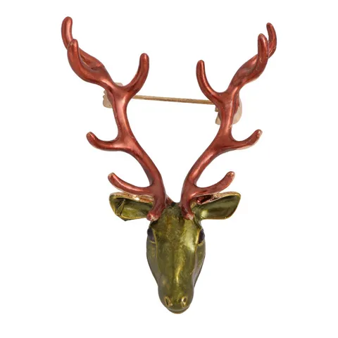 Vintage Zinc Alloy Rhinestone Christmas Reindeer Brooch For Women Artificial Pearl Enamel Deer Head Animal Pin Fashion Accessory
