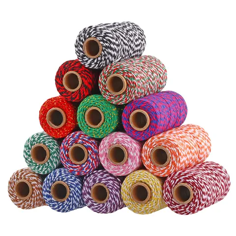 Spago di Cotone Per Fai Da Te Artigianato Confezioni Regalo Cordoncino di Cotone Bicolore Spago Da Panettiere Ritorto Per Imballaggio Decorativo