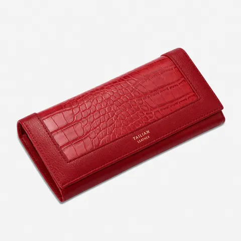 Tailian Portefeuille Long pour Femmes Pochette en Simili Cuir Crocodile Multi-fonctionnel Protection RFID Porte-cartes Poche Téléphone