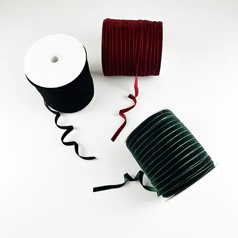 Cinta de Terciopelo de Color Sólido Cinta de Nylon Flocado para Envolver Regalos Lazo DIY Artesanía Costura Accesorios de Ropa Decoración del Hogar