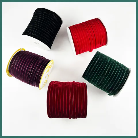 Cinta de Terciopelo de Color Sólido Cinta de Nylon Flocado para Envolver Regalos Lazo DIY Artesanía Costura Accesorios de Ropa Decoración del Hogar