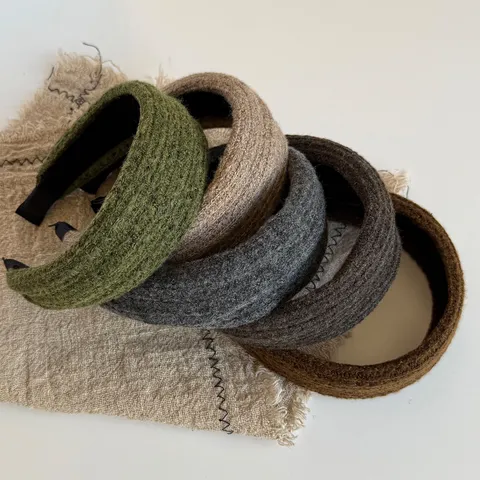 Dames Brede Gebreide Wollen Garen Hoofdband Herfst Winter Retro Zachte Effen Kleur Haarband Mode Haaraccessoires Hoofddeksels