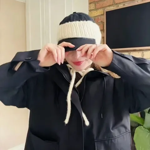 Winter Warm Strick Ohrenschützer Stirnband Für Baseballkappen Minimalistisch Einfarbig Outdoor Radfahren Ohrenschützer Mit Bändern