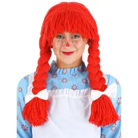 Handmade Knitted Wig Hat For Halloween Party Funny Cosplay Costume Hair Hat For Adults And Kids Warm Polyester Braided Wig Beanie