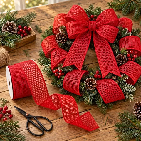 Drahtkante Leinenoptik Band Für Weihnachten Geschenkverpackung Festliche Dekoration DIY Schleifen Rustikales Polyester Bastelband