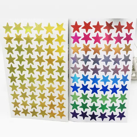 Laser Star Stickers Colorful Glitter Pentagram Decals For Kids Reward DIY Scrapbooking Decorative Self Adhesive Label