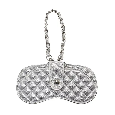 Quilted PU Leather Sunglasses Case Portable Protective Eyewear Pouch With Metal Chain Strap For Women Travel Outdoor Fashion Sunglasses Box