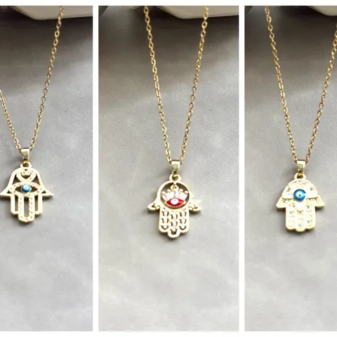 Collier Pendentif Main De Fatma Mauvais Œil Pour Femmes Hommes Laiton Zirconia Plaqué Or Collier Main De Fatma Bijoux De Mode Cadeau