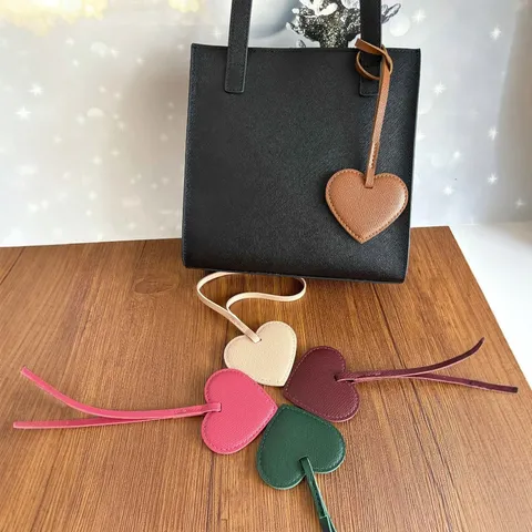Heart Shaped PU Leather Bag Charm Keychain Love Heart Pendant For Women Bag Decoration Accessory Hand Palm Grain Leather Ornaments