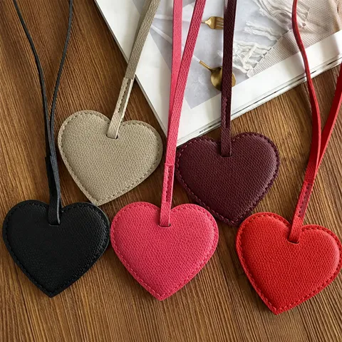 Heart Shaped PU Leather Bag Charm Keychain Love Heart Pendant For Women Bag Decoration Accessory Hand Palm Grain Leather Ornaments