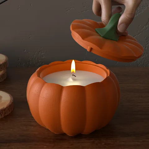 Large Pumpkin Storage Box Silicone Mold For Halloween DIY Gypsum Resin Candle Cup Mold Silicone Pumpkin Box Base And Lid
