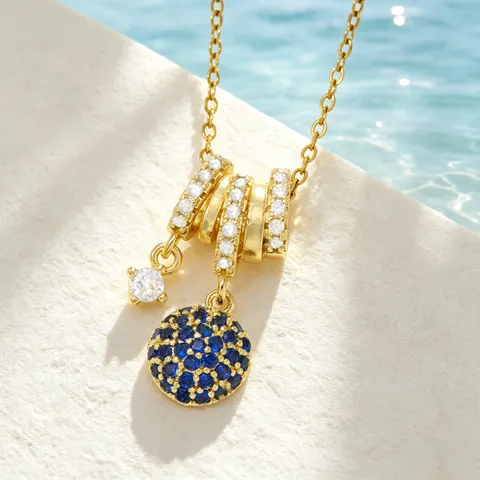Geometric Zirconia Stainless Steel Pendant Necklace Retro Niche Heart Star Tree Of Life Gold Plated Jewelry For Women
