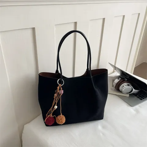 Bolso Tote de Gamuza Sintética para Mujer Vintage Gran Capacidad Moda Simple Superficie Suave Bolso de Hombro para Oficina Viaje Diario