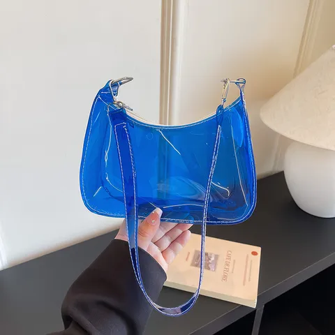 Νέα Διαφανής Τσάντα Jelly από PVC σε Χρώματα Καραμέλας Γυναικεία Μοντέρνα Τσάντα Μασχάλης Casual Μικρή Τσάντα Χειρός