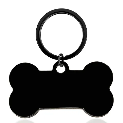 Stainless Steel Bone Shape Pet Dog Tag Keychain Polished Blank Metal Key Ring For Pet Identification Jewelry