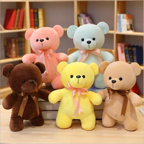 Weicher Teddybär Plüschtier Mit Schleife Daunenbaumwolle Kuscheltier Kleiner Bär Puppe Für Kinder Geschenk Party Zubehör
