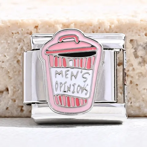 Bracelet Italian Charm Maillon Modulaire Acier Inoxydable Émail DIY Slogan Maillon Dessin Animé Coeur Bijoux pour Femmes Hommes
