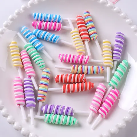 Accessori Fai-da-te Lecca-lecca in Argilla Polimerica di Simulazione Parti Colorate a Forma di Marshmallow a Spirale per Decorazione di Fermagli per Capelli e Cover del Telefono
