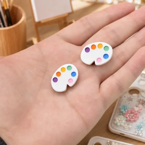 Miniature Simulation Paint Palette Resin Charms For DIY Phone Case Cream Glue Decoration Microlandscape Ornaments Arts Crafts Supplies