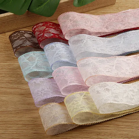 Vintage Zweilagiges Spitzenorganzaband Mit Blumenstickerei Für DIY Haarschmuck Geschenkverpackung Hochzeitsblumendekoration