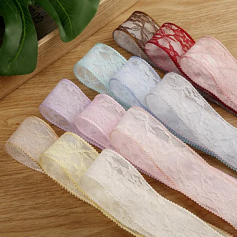 Vintage Zweilagiges Spitzenorganzaband Mit Blumenstickerei Für DIY Haarschmuck Geschenkverpackung Hochzeitsblumendekoration