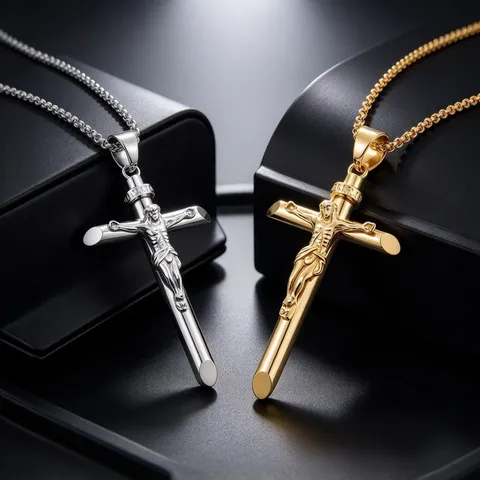 Trendy Stainless Steel Cross Pendant Hip Hop Street Style Cylindrical Crucifix Pendant Only Without Chain For Men Jewelry Gift