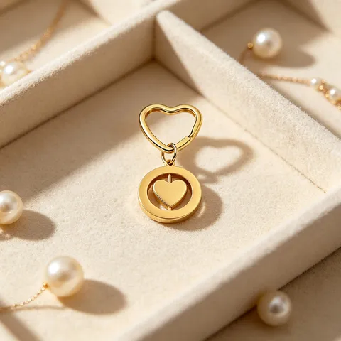 Llavero de Corazón Giratorio de Acero Inoxidable Pulido de Espejo Chapado en Oro 18K Colgante Redondo Cuadrado Corazón Accesorio