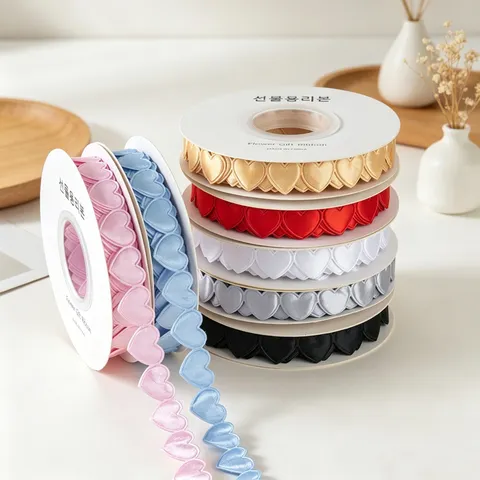 Herzförmiges Polyester Satinband Für Geschenkverpackung Blumen Torte Deko Valentinstag Hochzeit DIY Handwerk Band