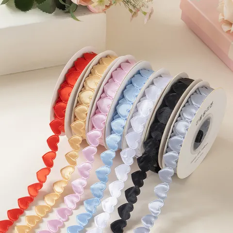 Herzförmiges Polyester Satinband Für Geschenkverpackung Blumen Torte Deko Valentinstag Hochzeit DIY Handwerk Band