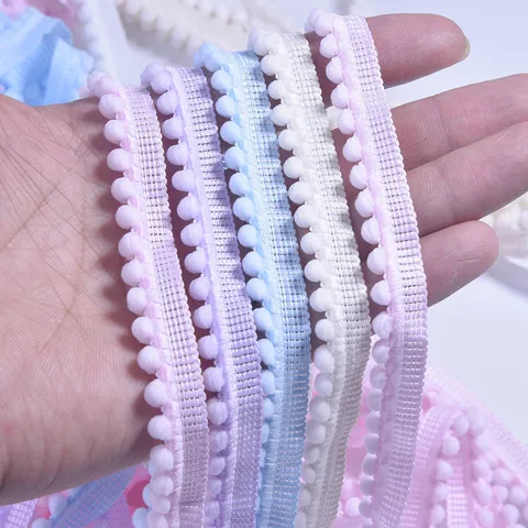 Passamaneria con Pompon Colorati Pizzo Accessori per Cucito Fai da Te per Tende Biancheria da Letto Federe Decorazione Casa