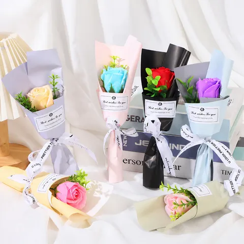 Romantischer Einzelner Seifenrosenstrauß Romantisches Künstliches Rosengeschenk Für Valentinstag Weihnachten Geburtstag Party Mit Mini Spitze Seifenrose