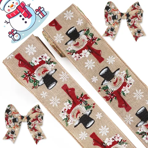 Weihnachten Kunstleinen Band Jute Deko Drahtband Für Weihnachtsbaum DIY Schleifen Geschenkverpackung Party Haus Dekoration