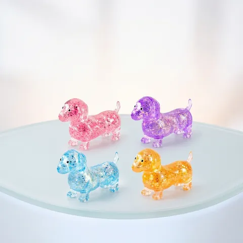 Sequined Maltose Dachshund Squishy Toy TPR Stress Relief Squeeze Toy With Glitter Cartoon Dog Shape Gift For Kids Adults