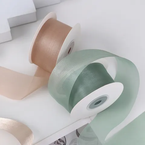 Pearlescent Luminous Snow Gauze Ribbon For Flower Bouquet Packaging Valentine's Day Wedding Gift Wrapping Polyester Sheer Ribbon Decoration