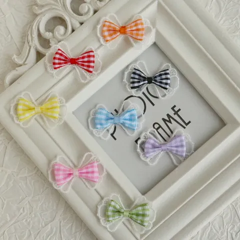 Fiocco in Pizzo Gingham Fatto a Mano Accessori DIY Fiocchi a Quadri in Poliestere per Abbigliamento Decorazione Scatole Regalo Artigianato