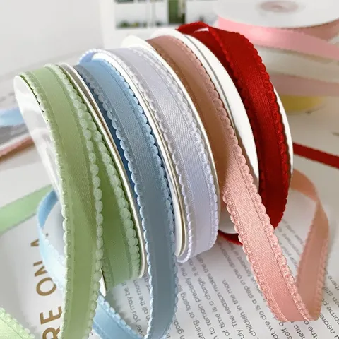 Solid Color Scalloped Edge Ribbon Thickened Polyester Cotton Wave Trim Ribbon For DIY Bows Hair Accessories Clothing Craft Decor