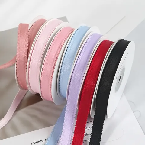Solid Color Scalloped Edge Ribbon Thickened Polyester Cotton Wave Trim Ribbon For DIY Bows Hair Accessories Clothing Craft Decor