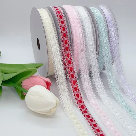 Floral Lace Trim Ribbon For DIY Handcraft Bow Making Gift Wrapping Flower Packaging Weaving Tape Ribbon Roll