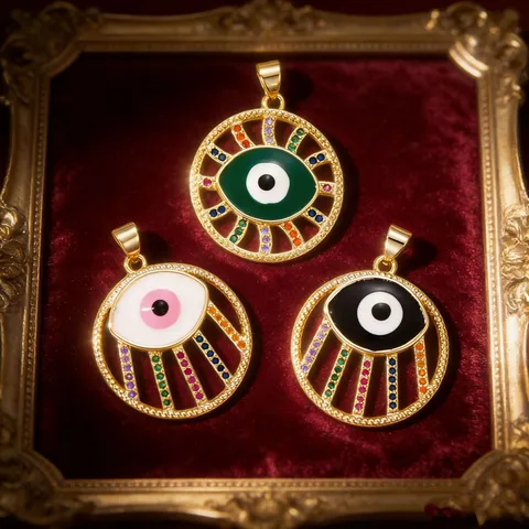 18K Gold Plated Copper Evil Eye Enamel Pendant Necklace Personalized Rhinestone Inlaid Fashion Jewelry Accessories For Women