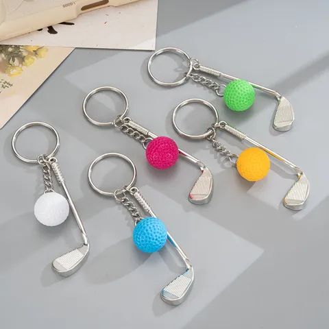 Creative Colorful Golf Ball Club Keychain Alloy Pendant Bag Ornament Sporty Accessory Gift For Men Women