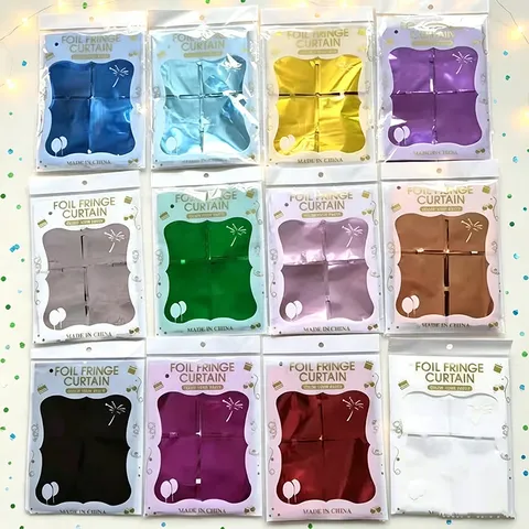 Cortina de Flecos de Papel de Aluminio Cuadrada Metálica Fondo de Borla Para Decoración de Fiesta de Cumpleaños Boda Cortina de Puerta de Flecos de Pared