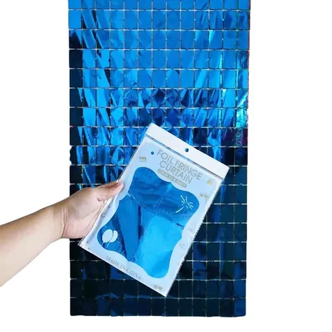 Cortina de Flecos de Papel de Aluminio Cuadrada Metálica Fondo de Borla Para Decoración de Fiesta de Cumpleaños Boda Cortina de Puerta de Flecos de Pared