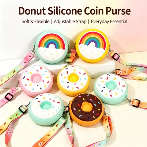 Kids Crossbody Bag Cartoon Silicone Mini Coin Purse Adjustable Strap Cute Waterproof Small Shoulder Bag For Girls