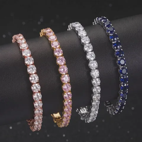 Copper Rhodium Plated Hip-Hop Retro Inlay Solid Color Zircon Bracelets