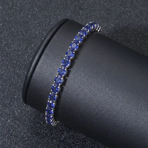 Copper Rhodium Plated Hip-Hop Retro Inlay Solid Color Zircon Bracelets