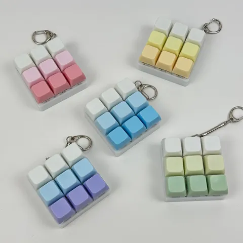 Macaron Nine-Grid Keyboard Switch Tester Fidget Toy Keychain Mechanical Keycap Decompression Fingertip Press Luminous Pendant