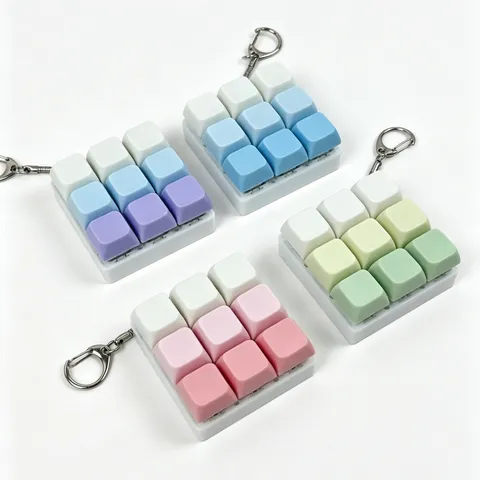 Macaron Nine-Grid Keyboard Switch Tester Fidget Toy Keychain Mechanical Keycap Decompression Fingertip Press Luminous Pendant